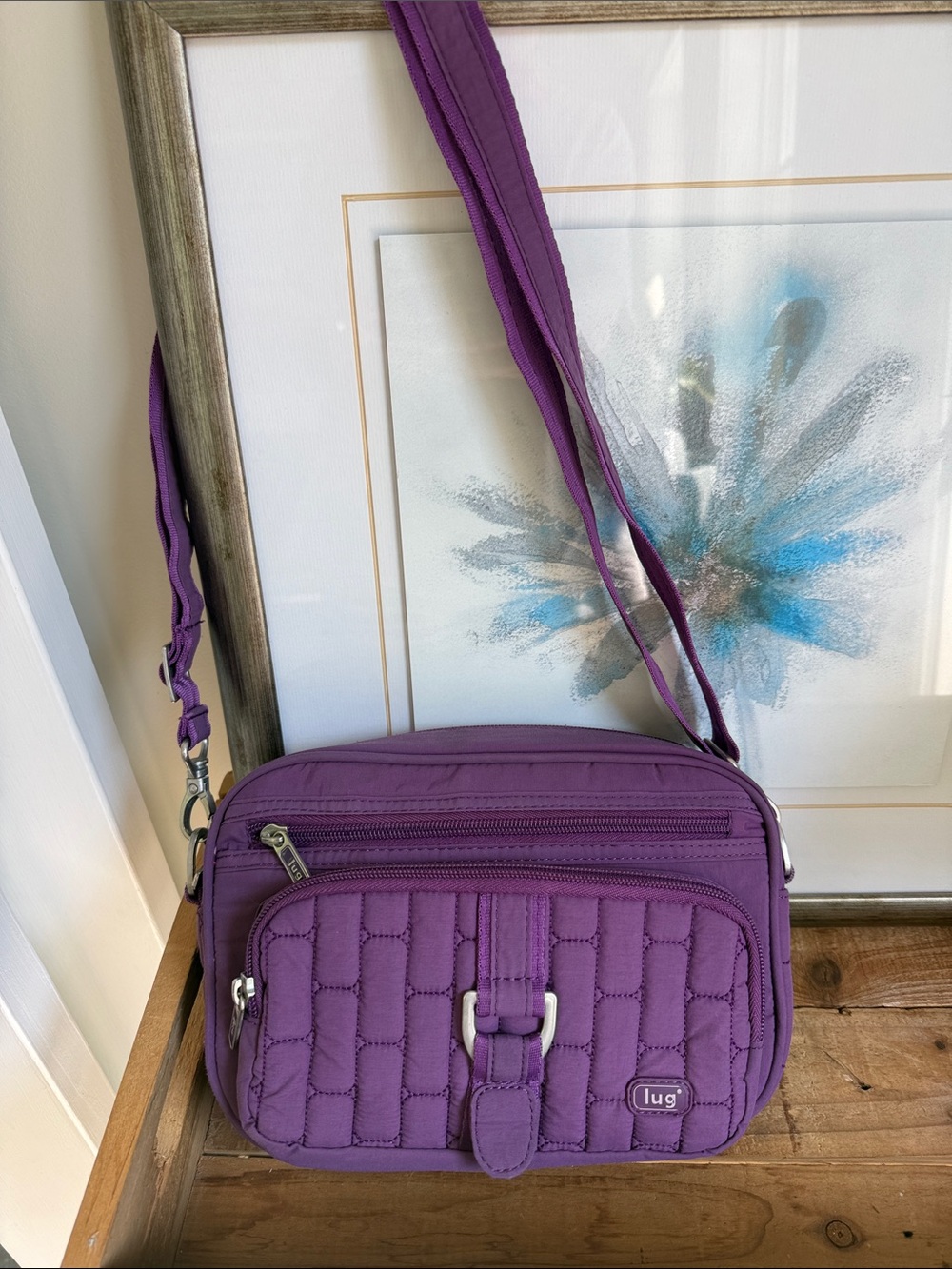 lug Quilted Violet Crossbody Bag